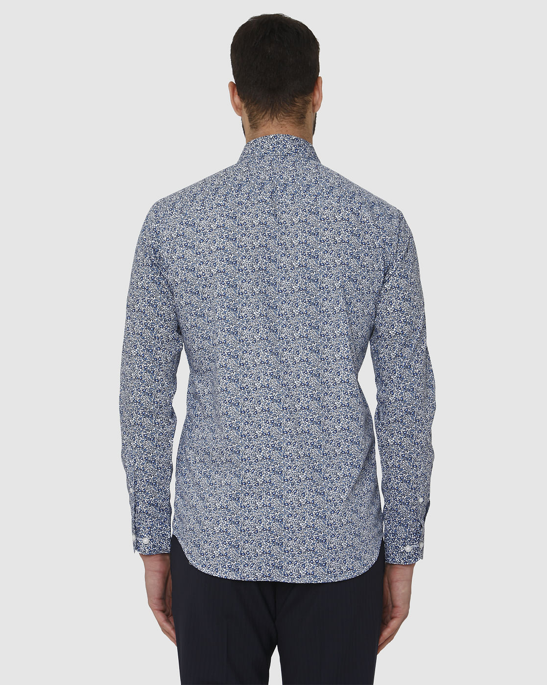 Blue All Over Print Slim Fit Full Sleeves Shirt