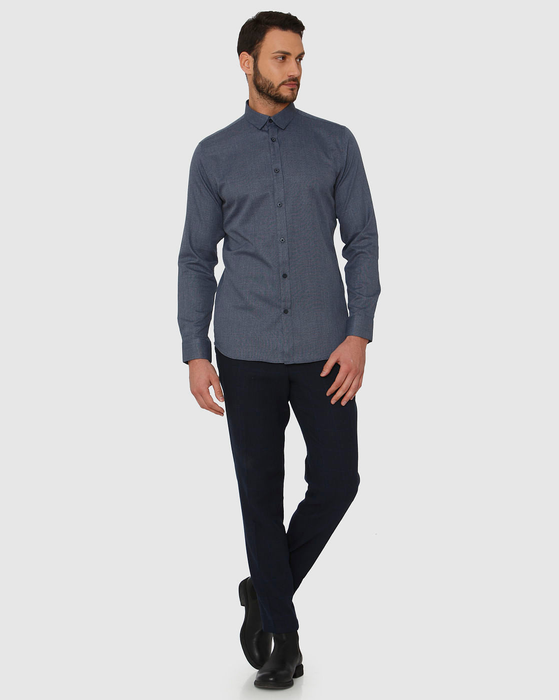 Blue Slim Fit Full Sleeves Shirt