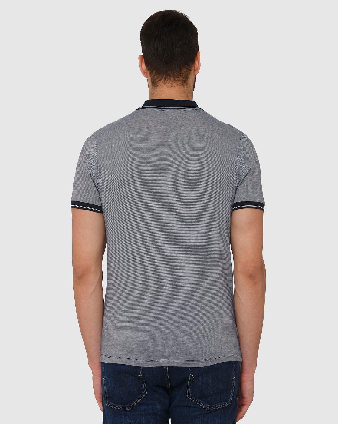 Blue Contrast Tipping Polo Neck T-Shirt