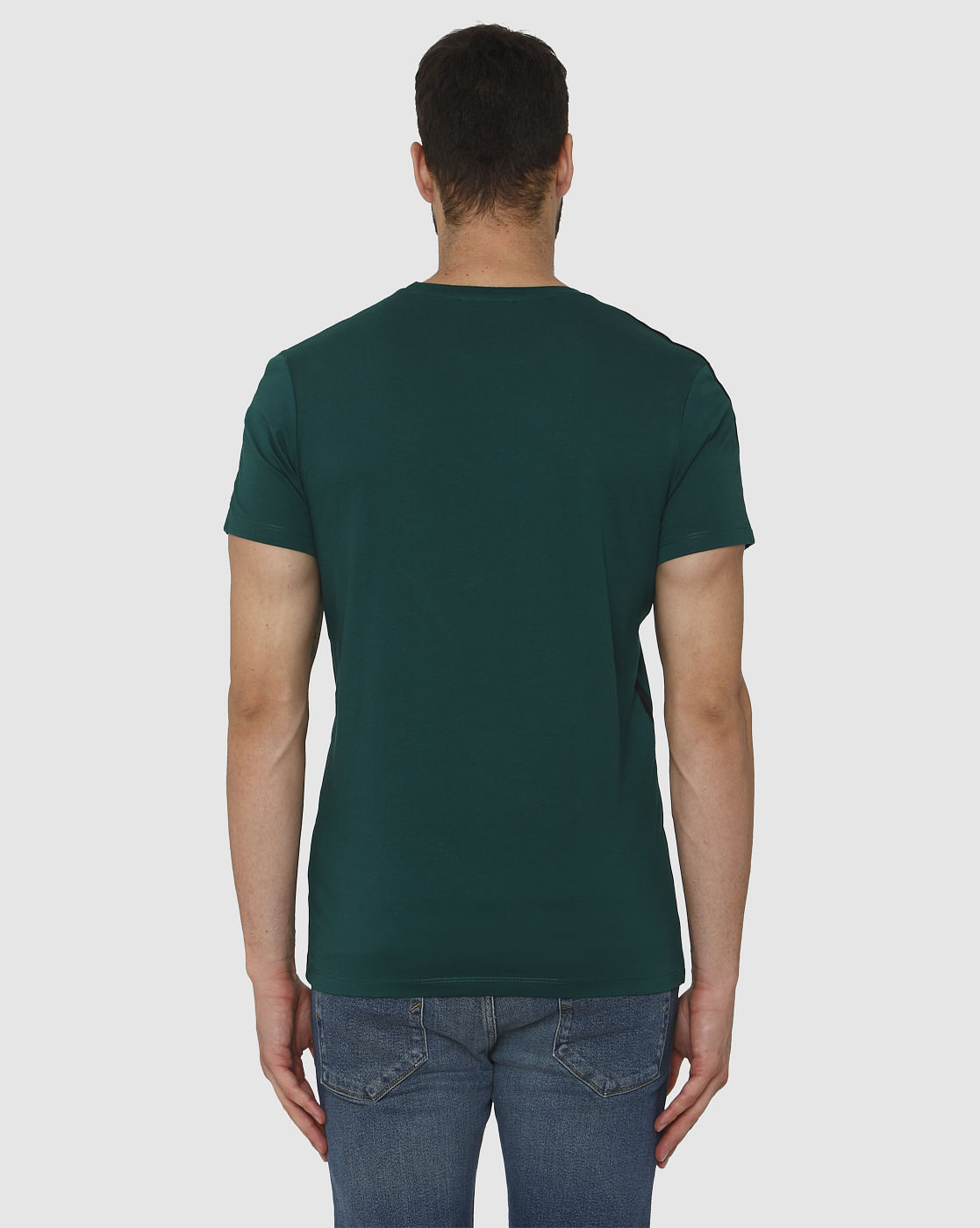 Green Side Tape Detail Crew Neck T-Shirt