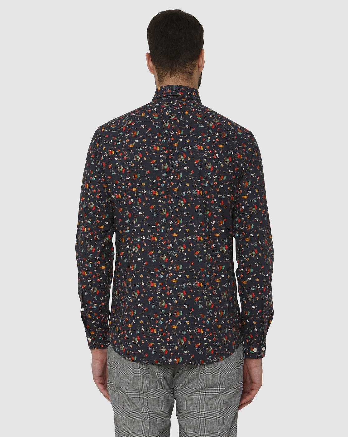 Dark Blue All Over Print Slim Fit Full Sleeves Shirt