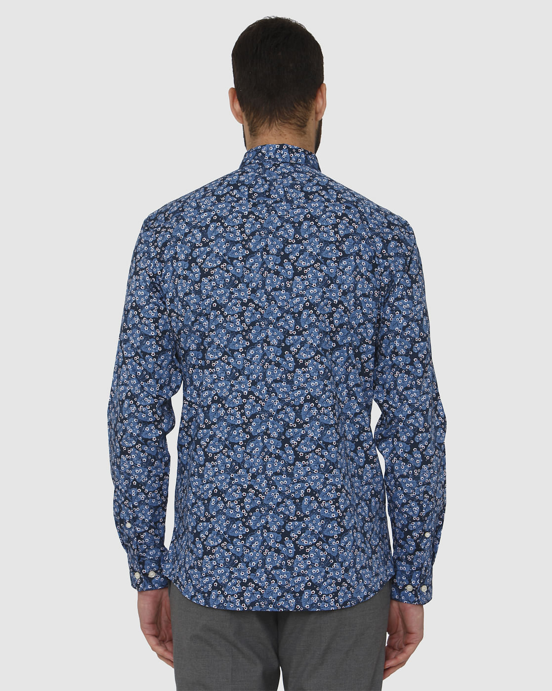 Blue All Over Print Slim Fit Full Sleeves Shirt