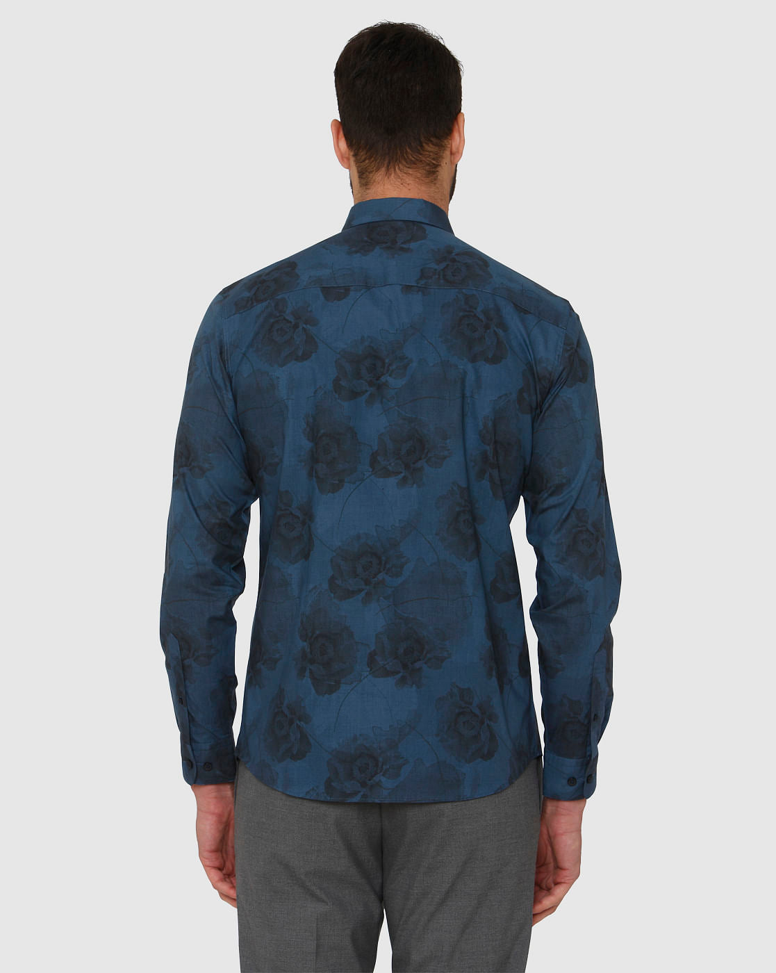Blue All Over Print Slim Fit Full Sleeves Shirt