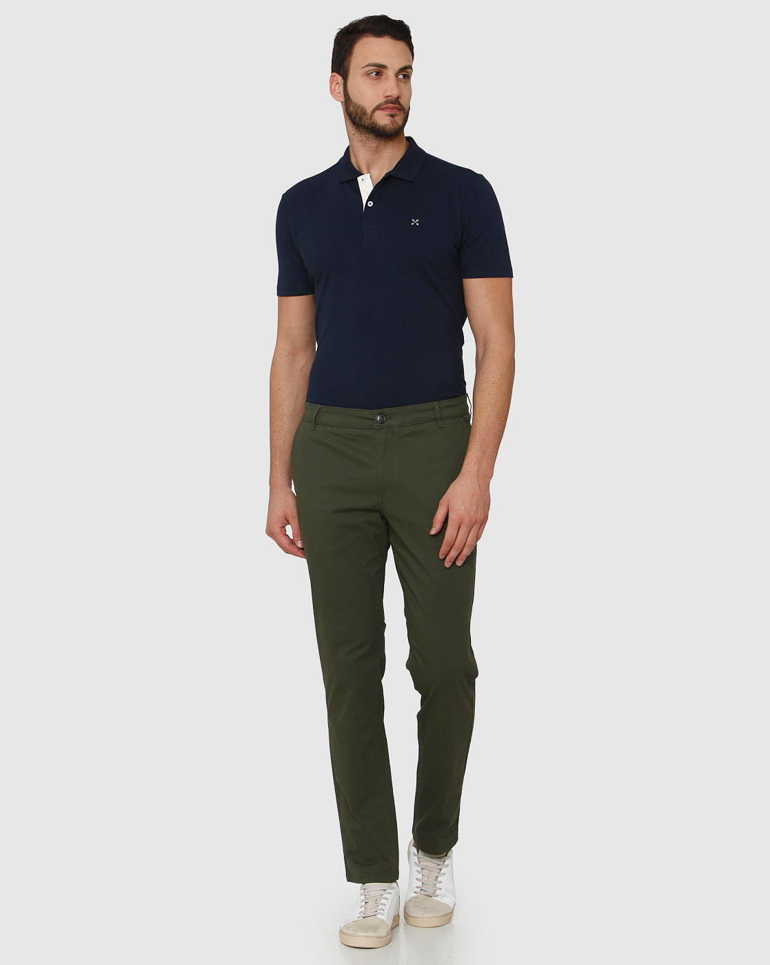 Green Straight Fit Chinos