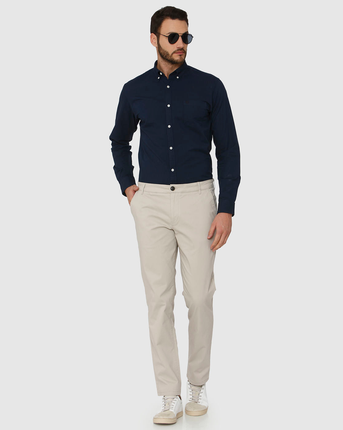 Beige Straight Fit Chinos