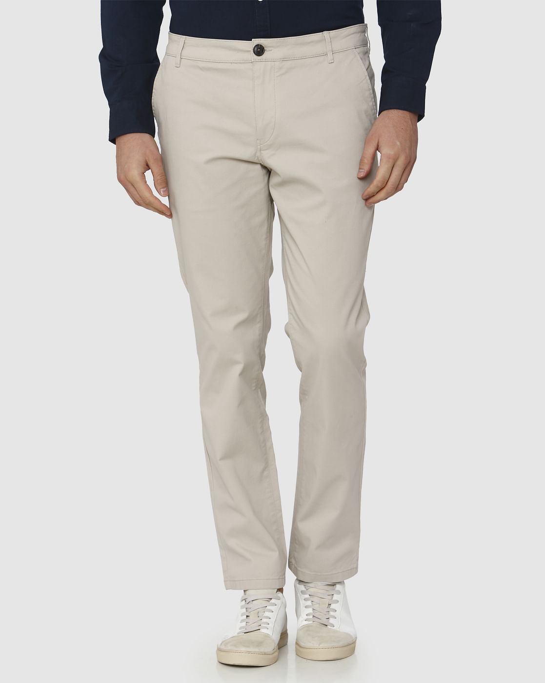 Beige Straight Fit Chinos