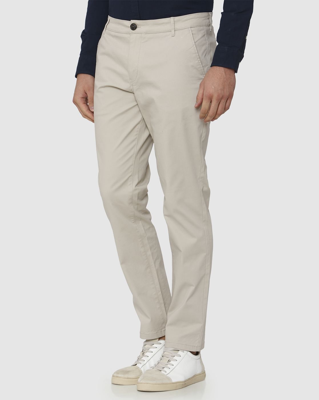 Beige Straight Fit Chinos