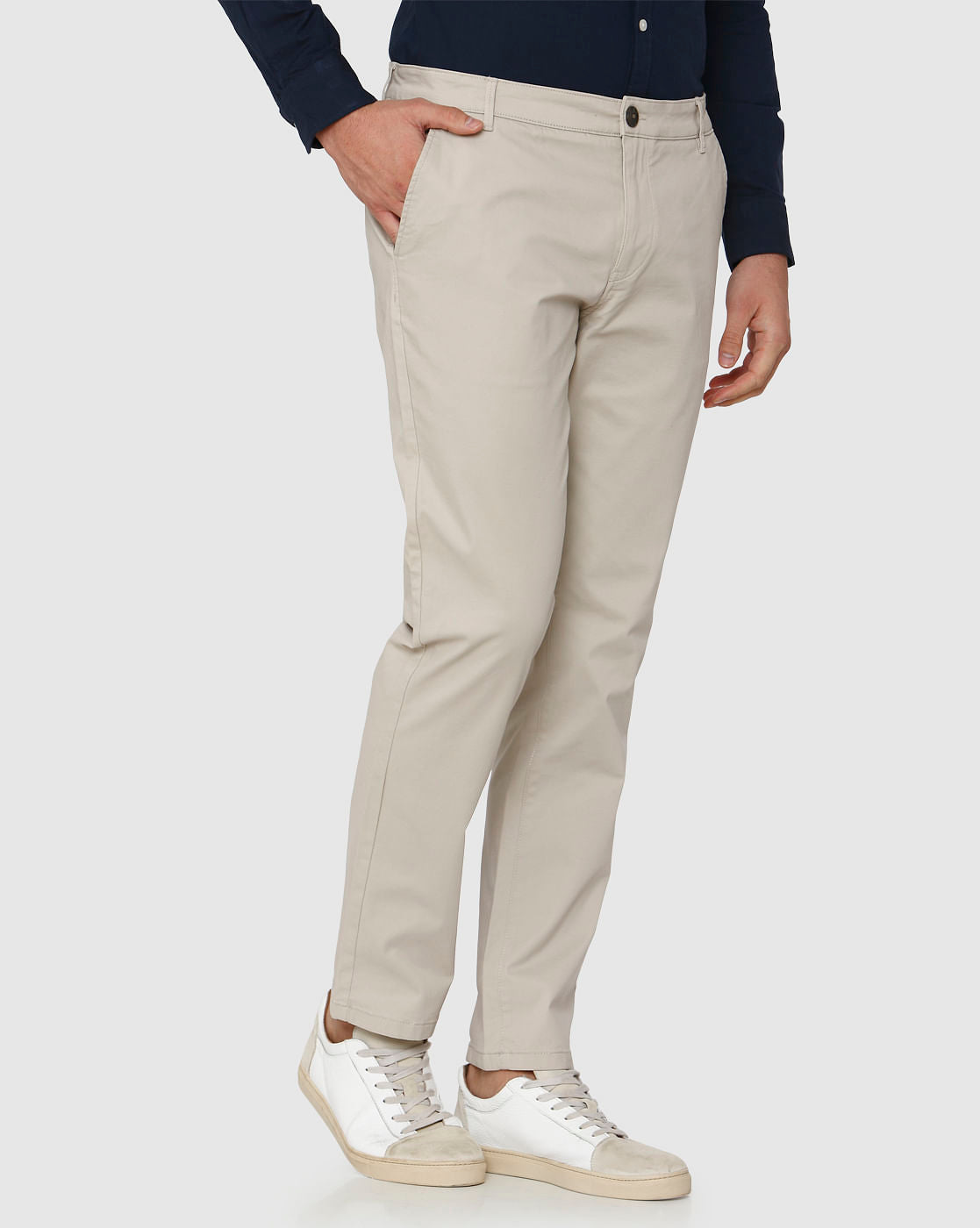 Beige Straight Fit Chinos