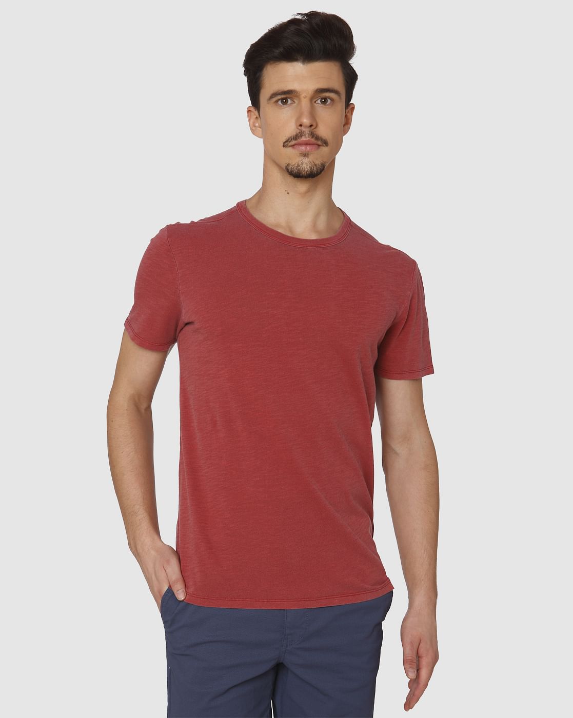 Red Dyed Crew Neck T-Shirt