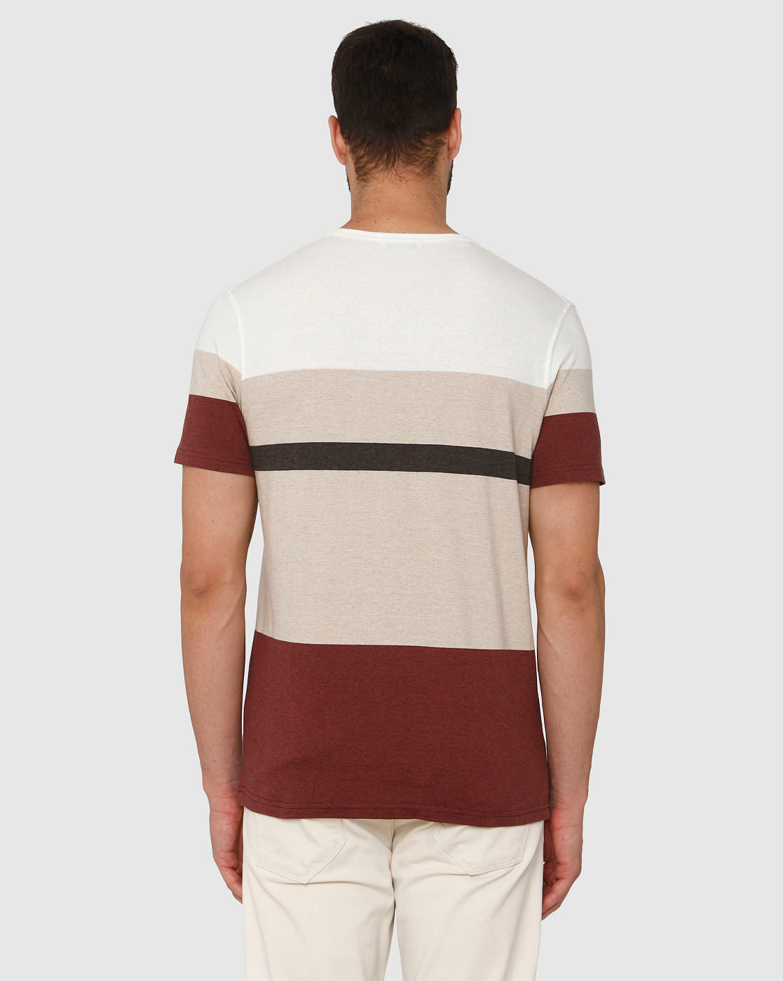 Red Colour Blocked Crew Neck T-Shirt