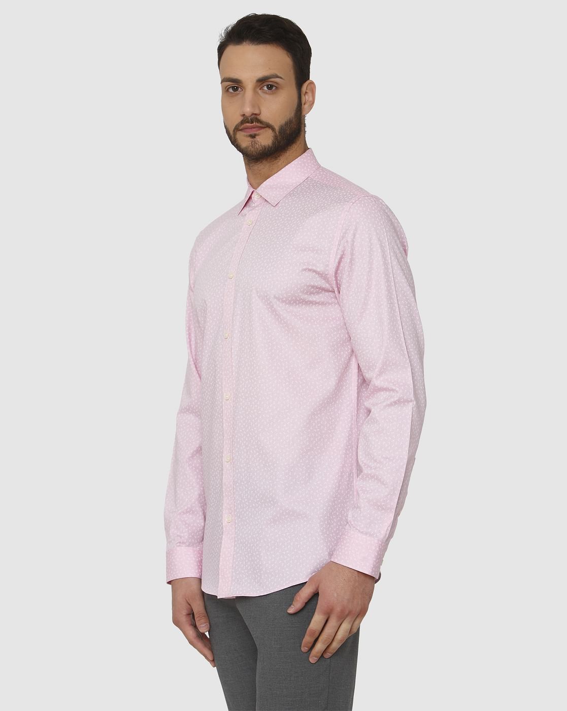 Pink All Over Print Full Sleeves Formal Shirt