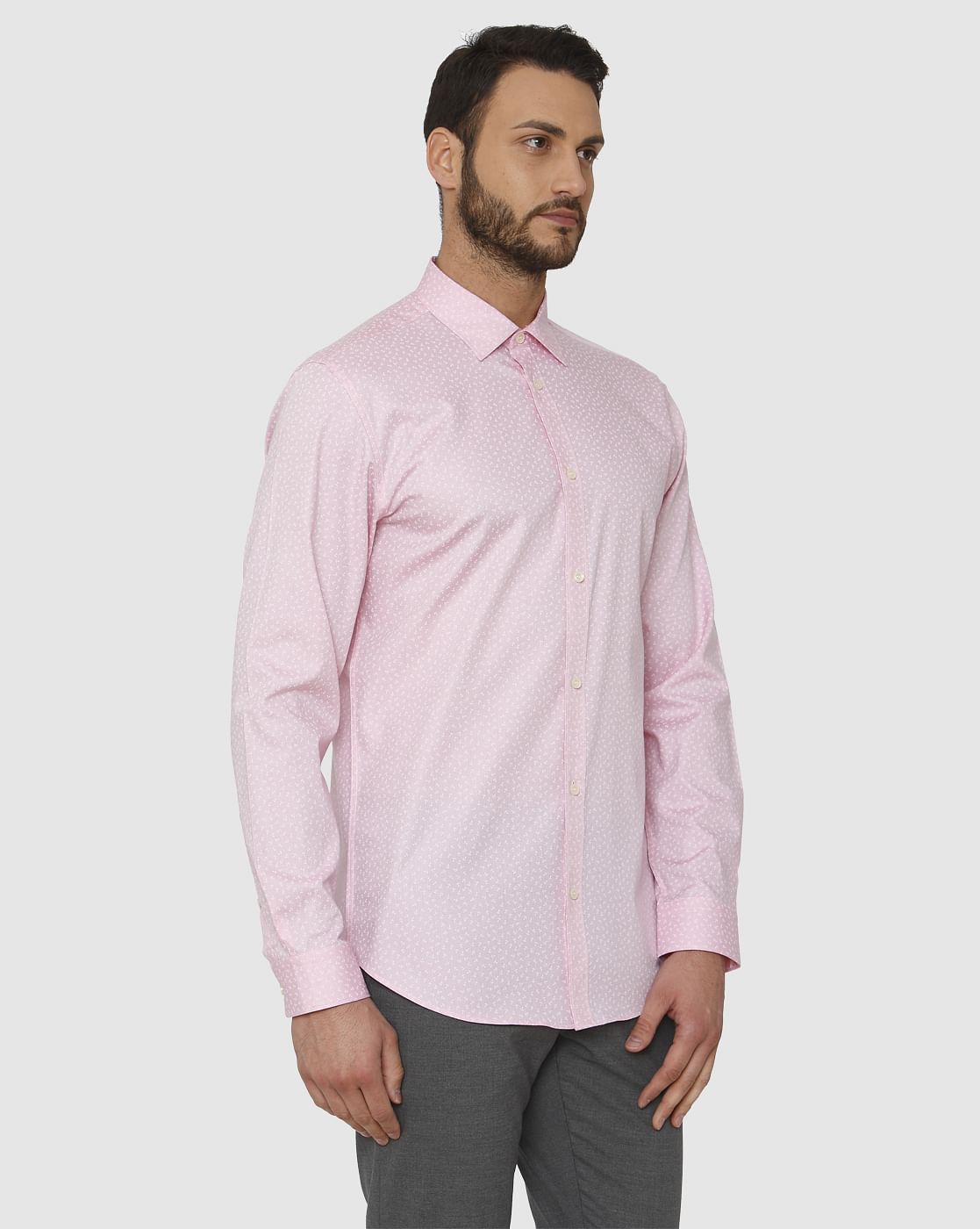 Pink All Over Print Full Sleeves Formal Shirt