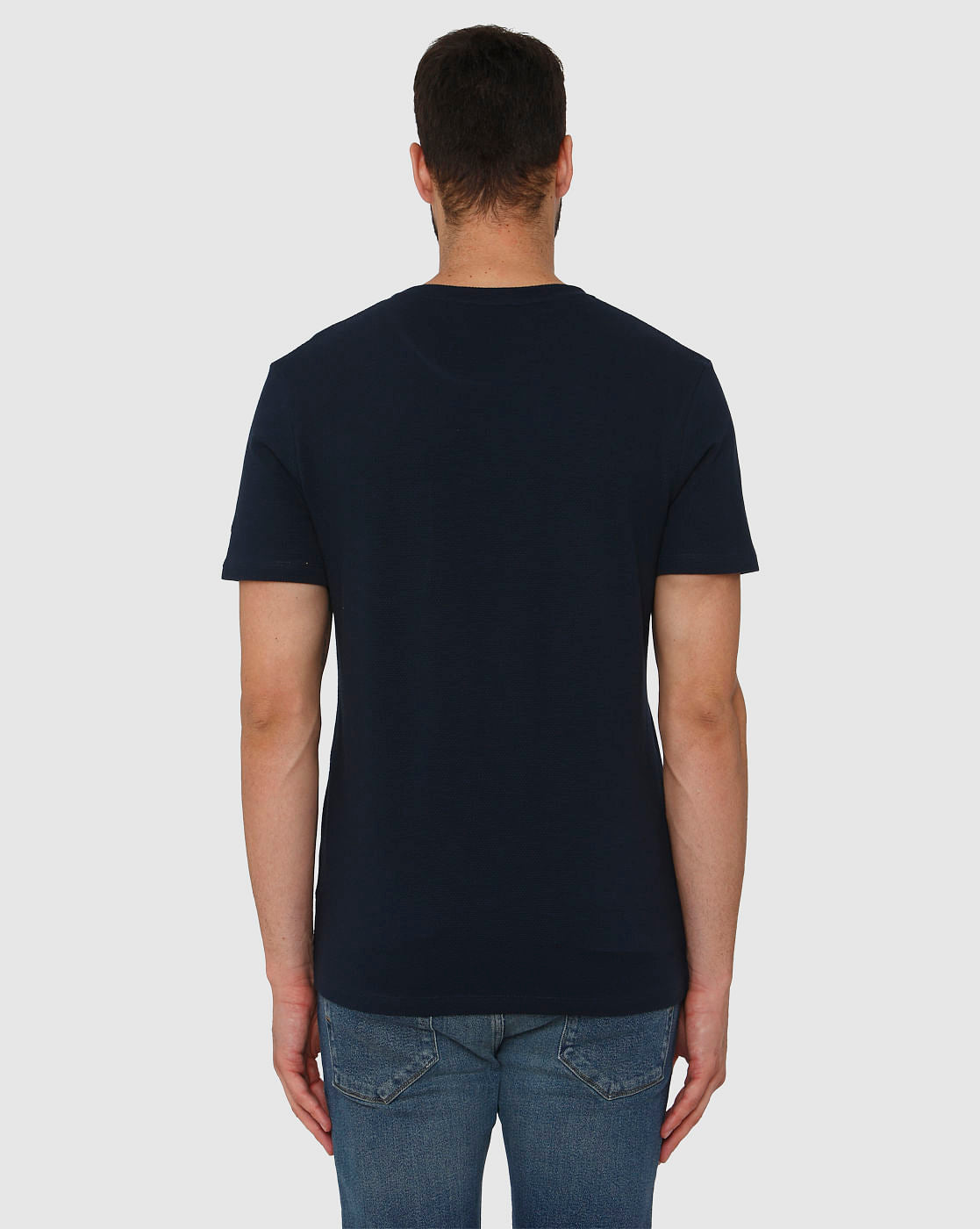 Blue Front Chest Pocket Crew Neck T-Shirt