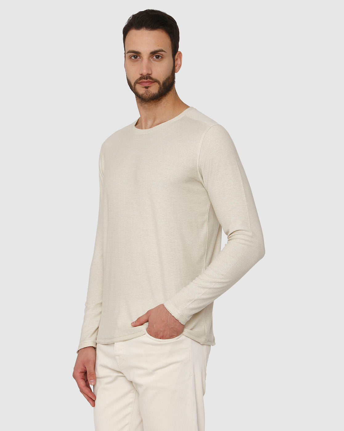 Cream Crew Neck T-Shirt