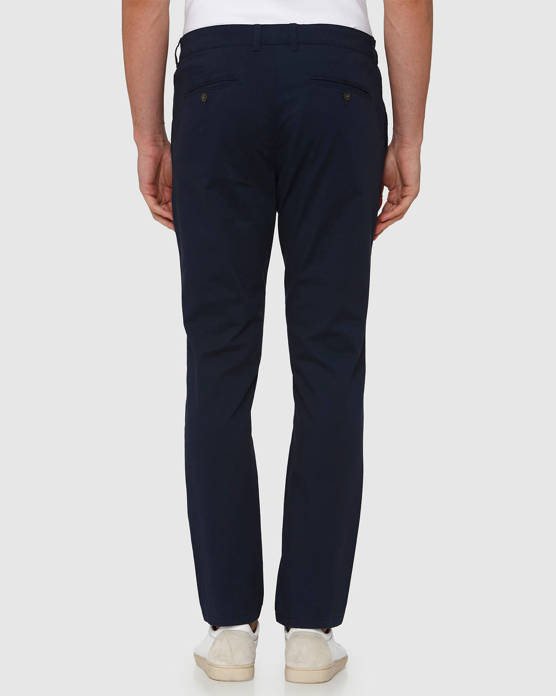 Navy Blue Straight Fit Chinos