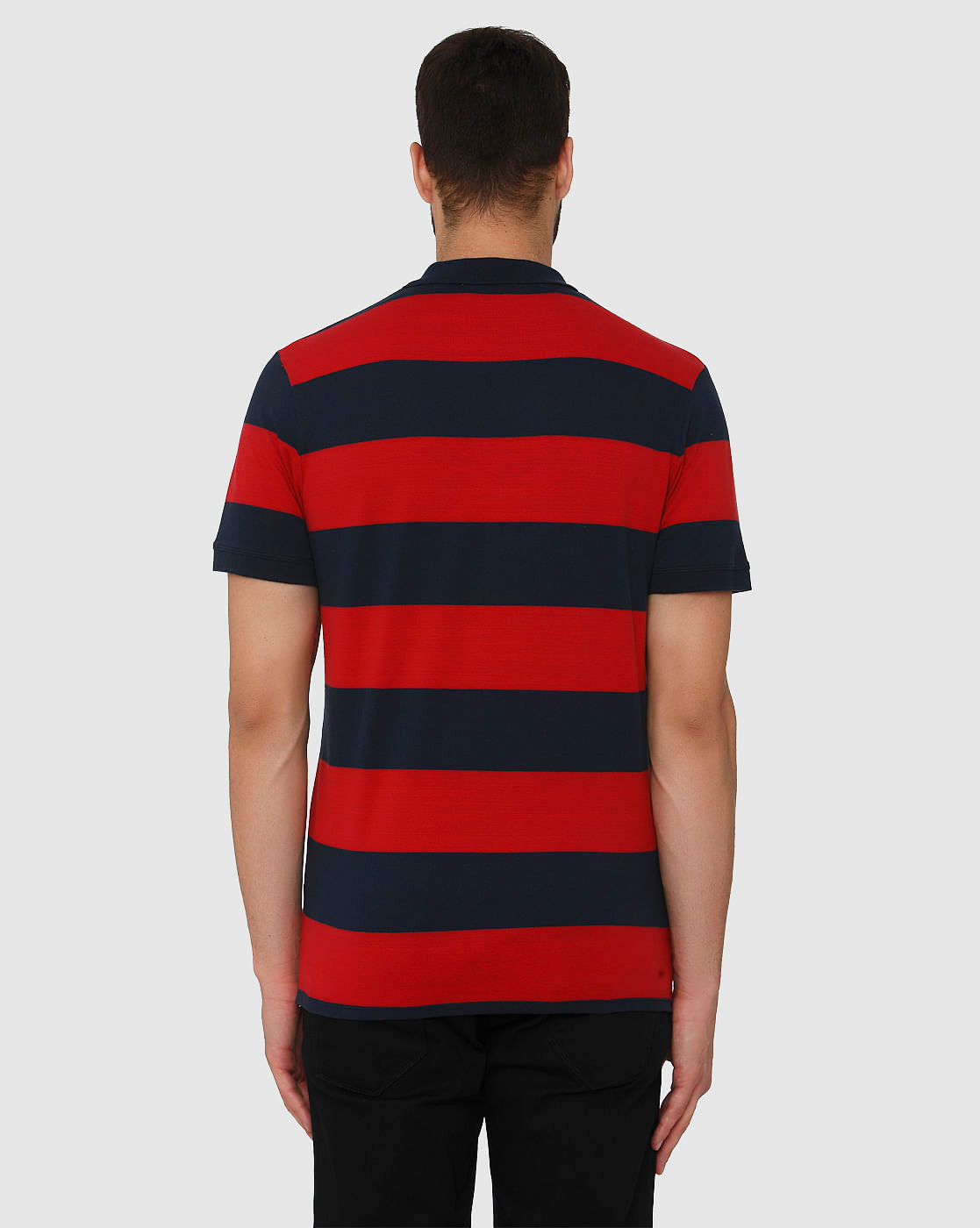 Red Striped Polo Neck T-Shirt