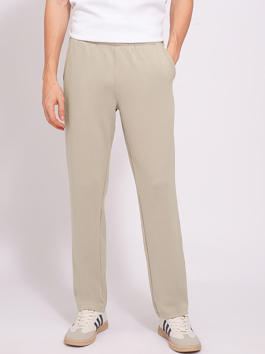 Beige Mid Rise Sweatpants