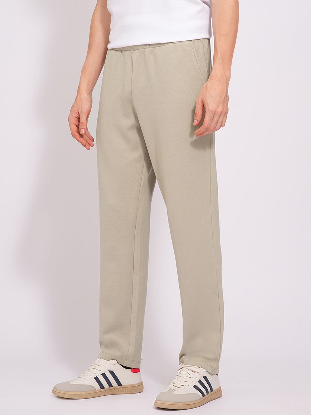 Beige Mid Rise Sweatpants