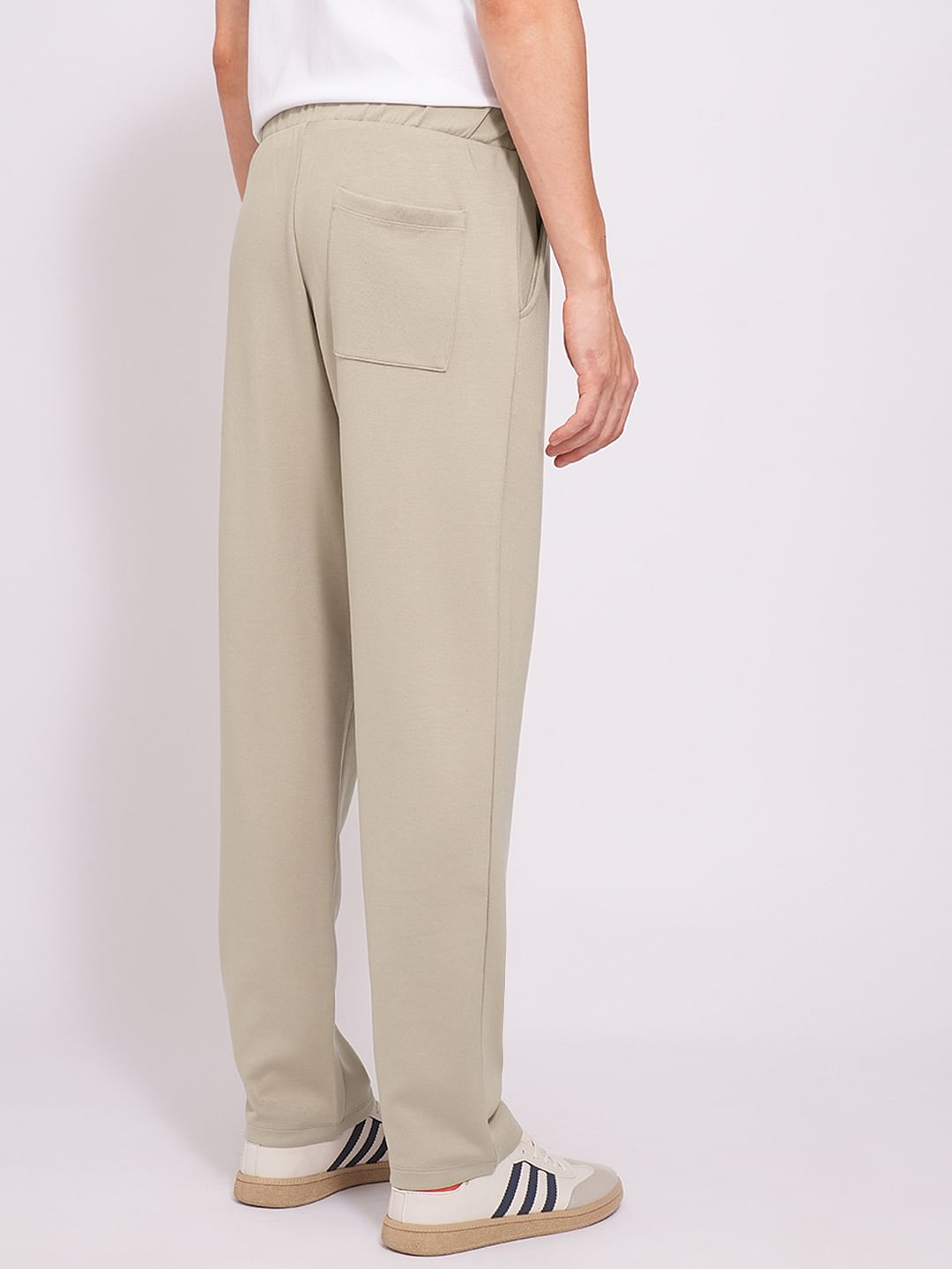 Beige Mid Rise Sweatpants