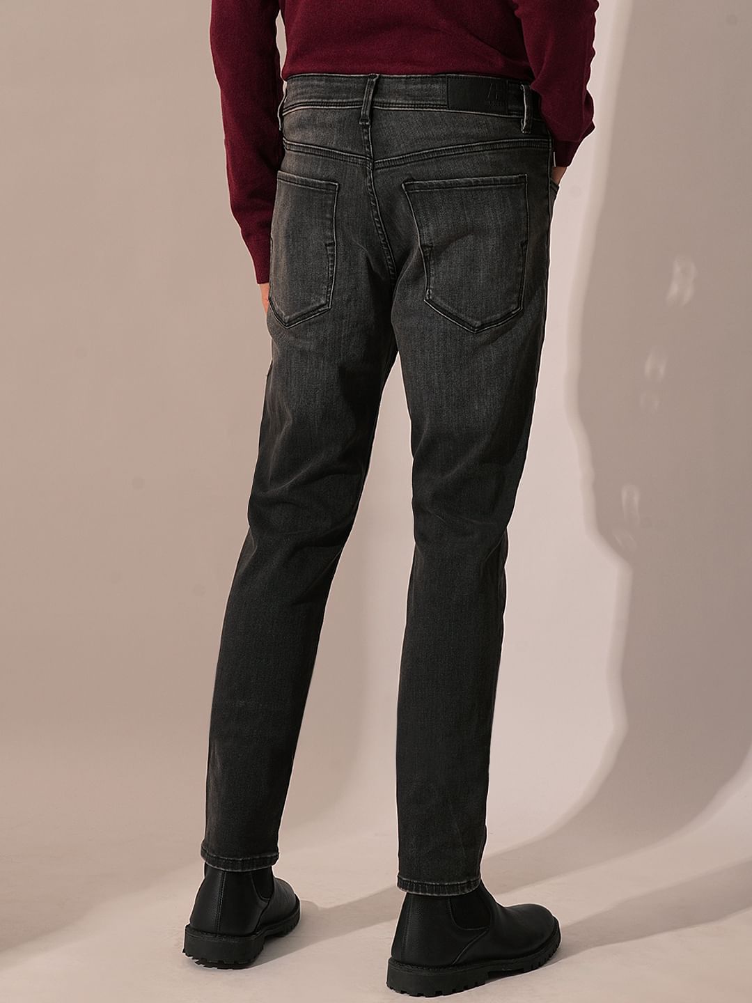 Grey Mid Rise Washed Slim Fit Jeans