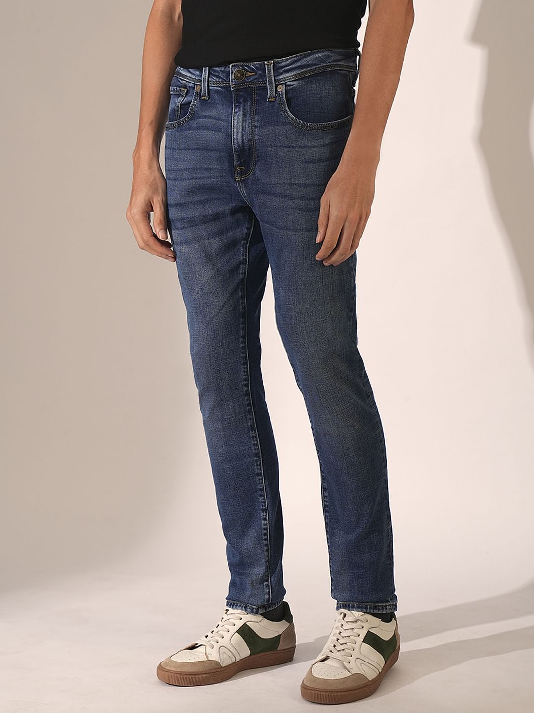Blue Mid Rise Slim Fit Jeans