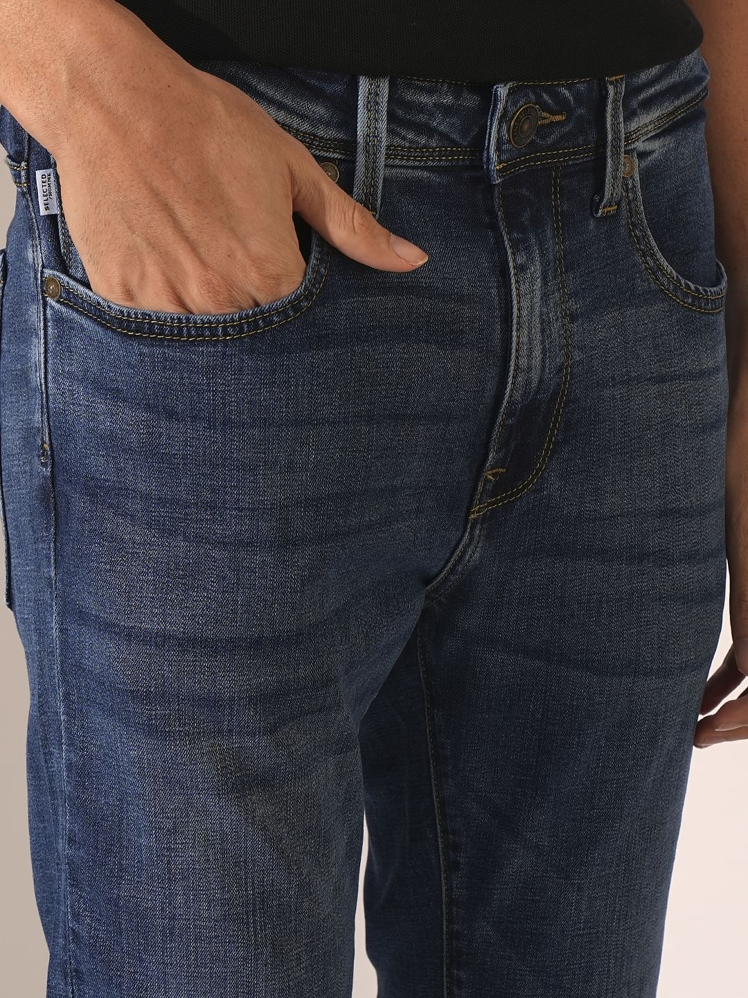 Blue Mid Rise Slim Fit Jeans