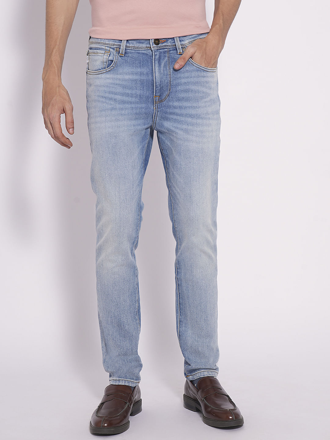 Light Blue Mid Rise Slim Fit Jeans