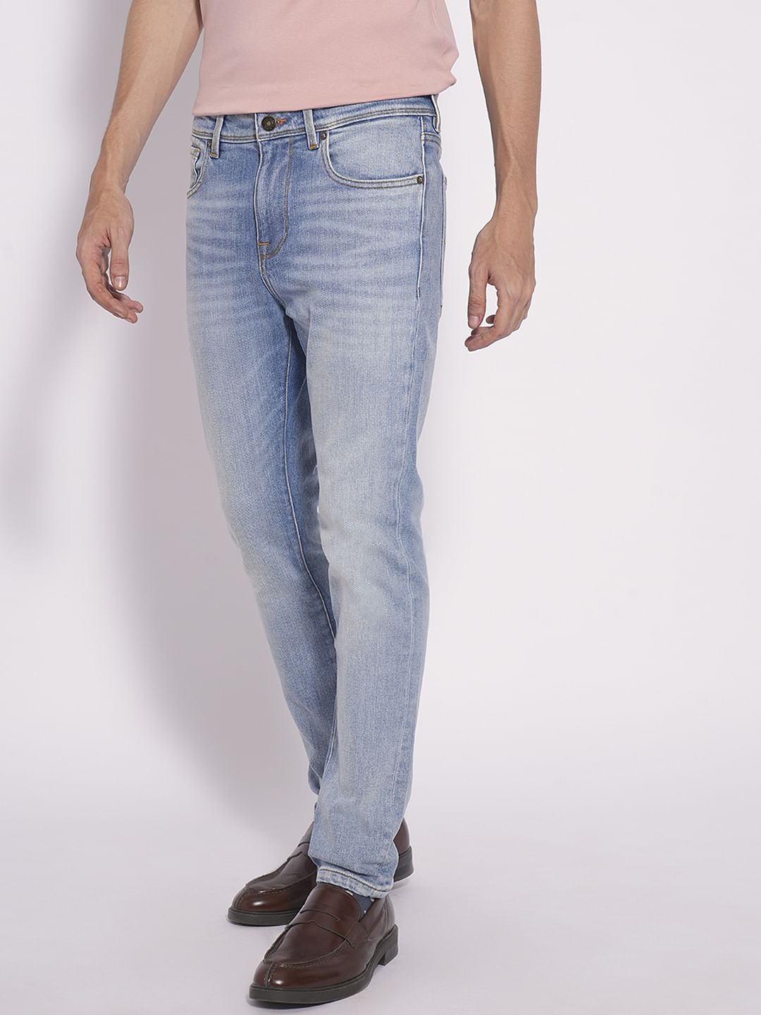 Light Blue Mid Rise Slim Fit Jeans