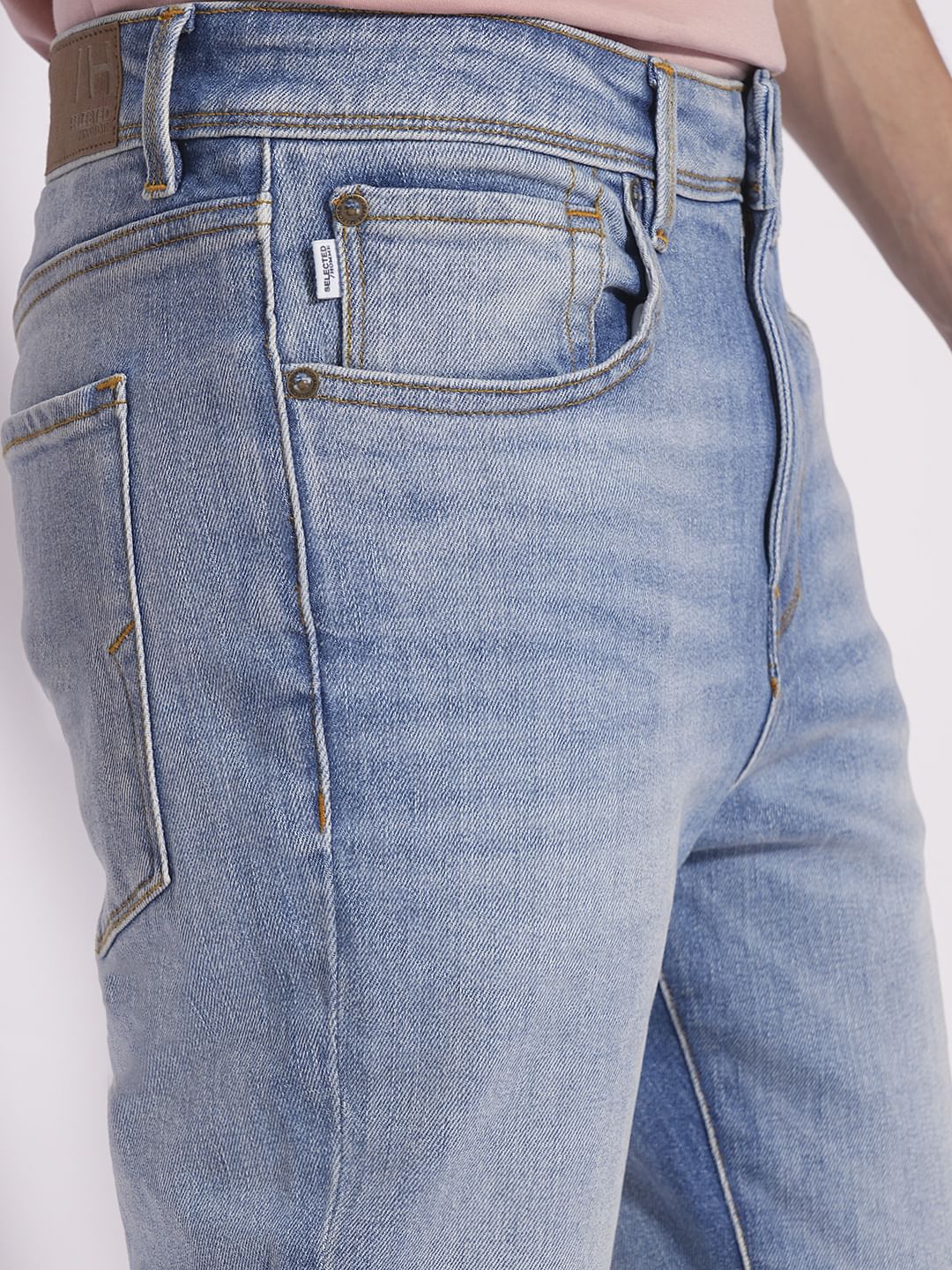 Light Blue Mid Rise Slim Fit Jeans