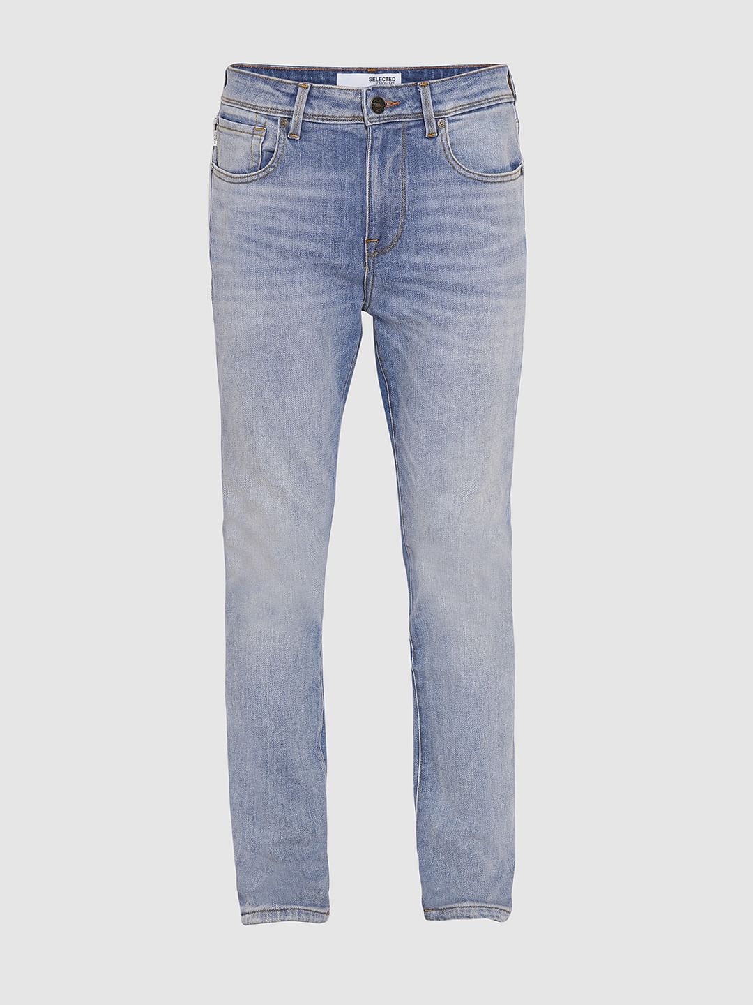 Light Blue Mid Rise Slim Fit Jeans
