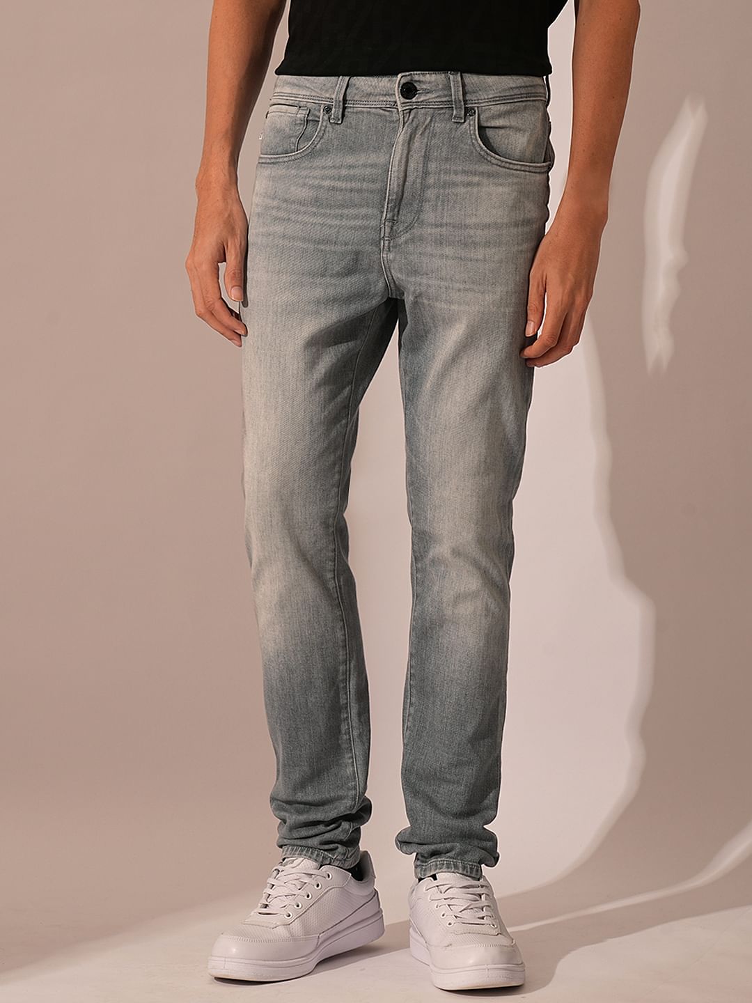 Light Grey Low Rise Washed Slim Fit Jeans