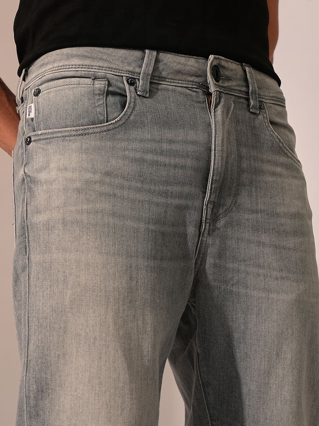 Light Grey Low Rise Washed Slim Fit Jeans