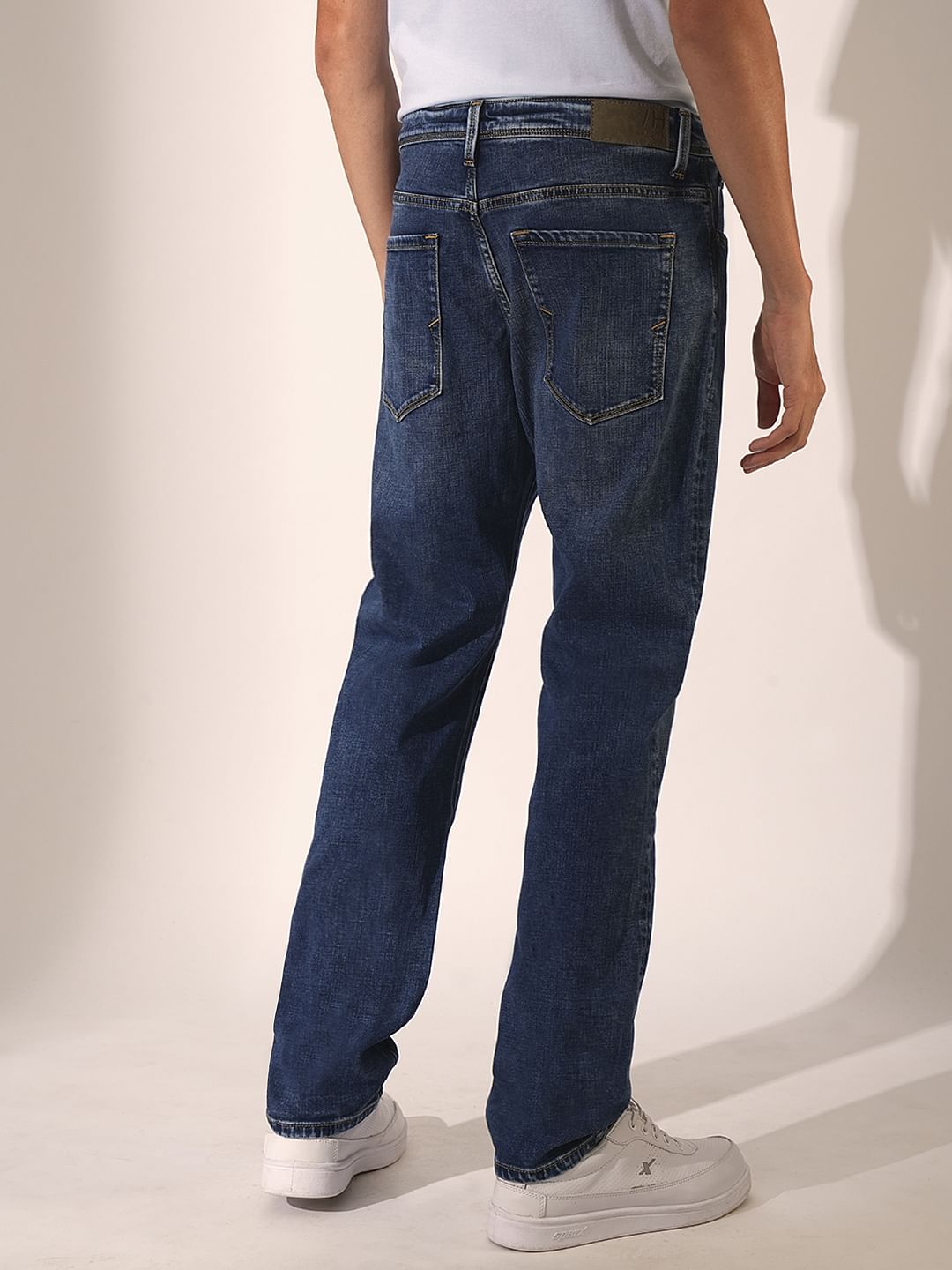 Blue Mid Rise Straight Fit Jeans