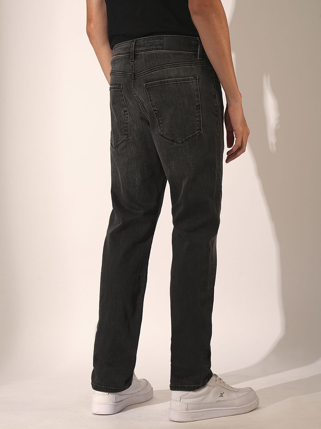 Dark Grey Mid Rise Straight Fit Jeans