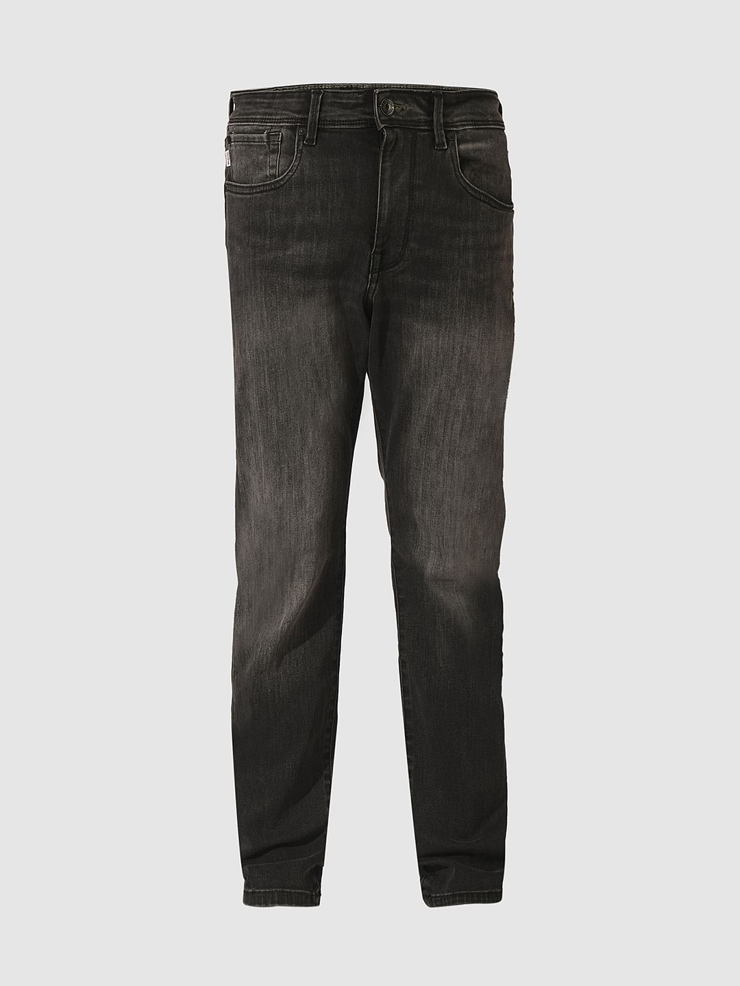 Dark Grey Mid Rise Straight Fit Jeans