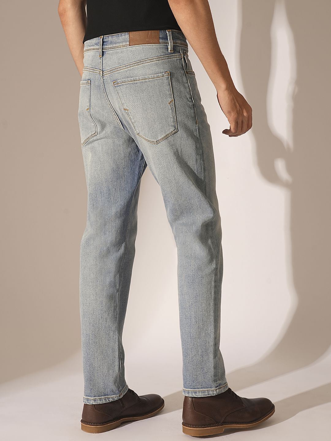 Light Blue Mid Rise Straight Fit Jeans