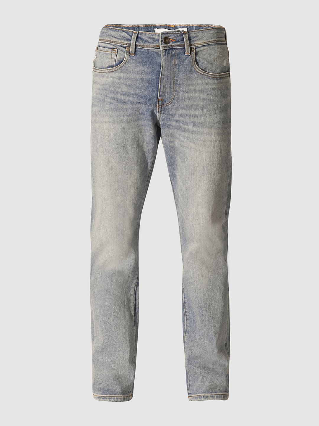 Light Blue Mid Rise Straight Fit Jeans