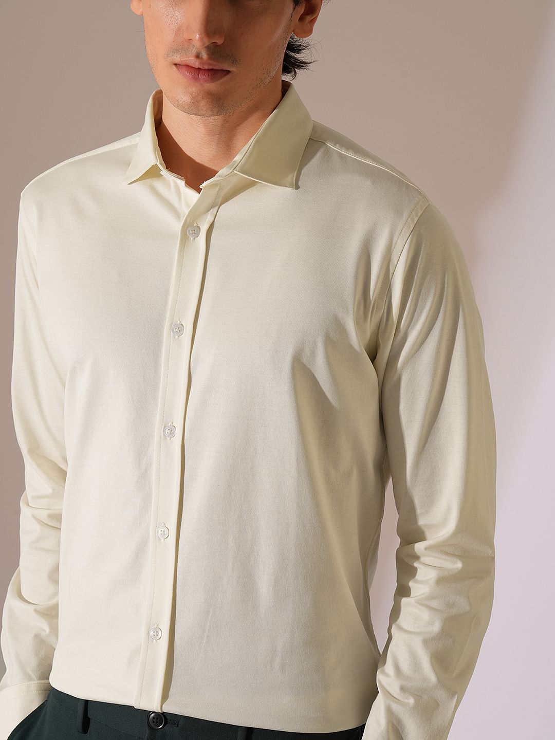 Beige Cotton Knitted Shirt