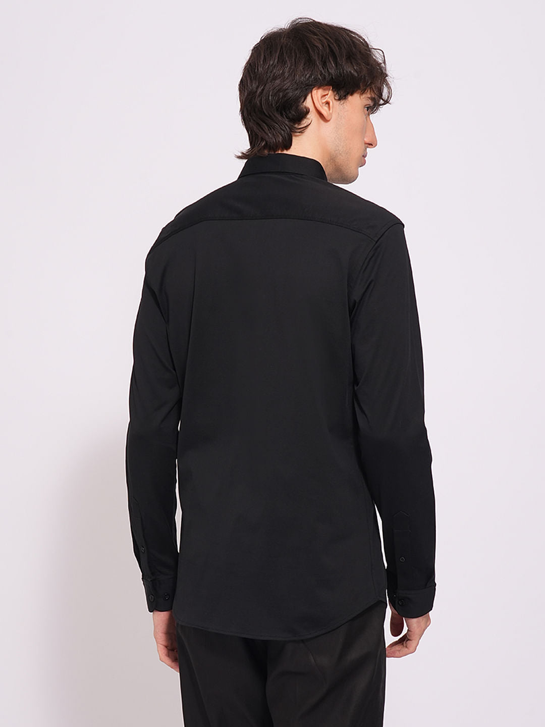 Black Cotton Knitted Shirt