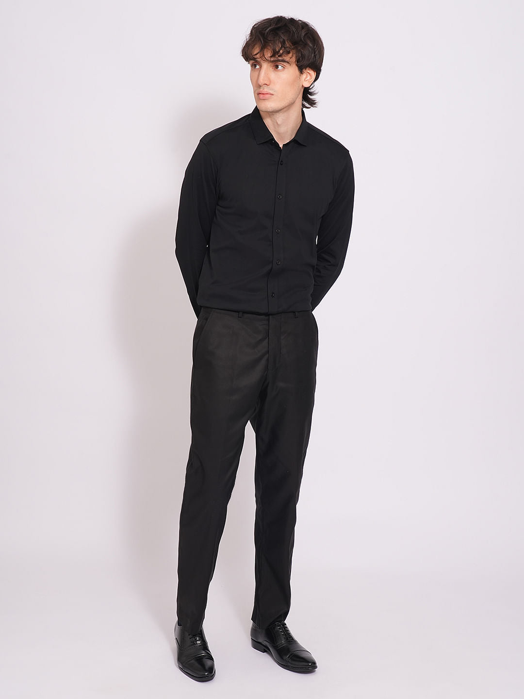 Black Cotton Knitted Shirt
