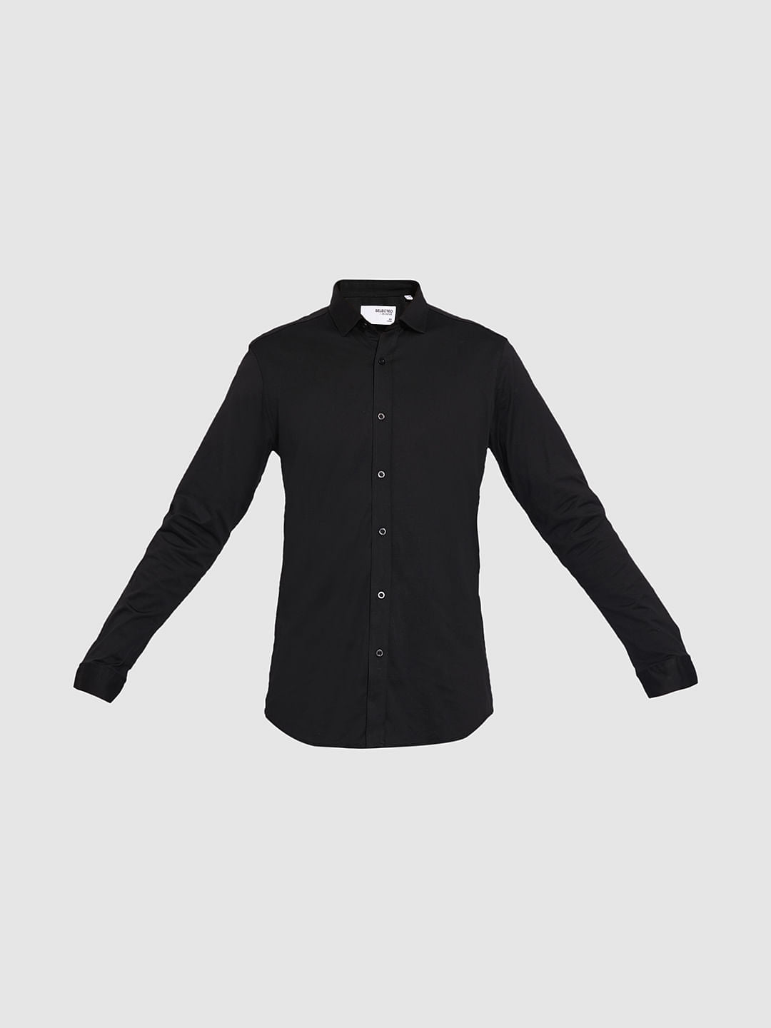 Black Cotton Knitted Shirt
