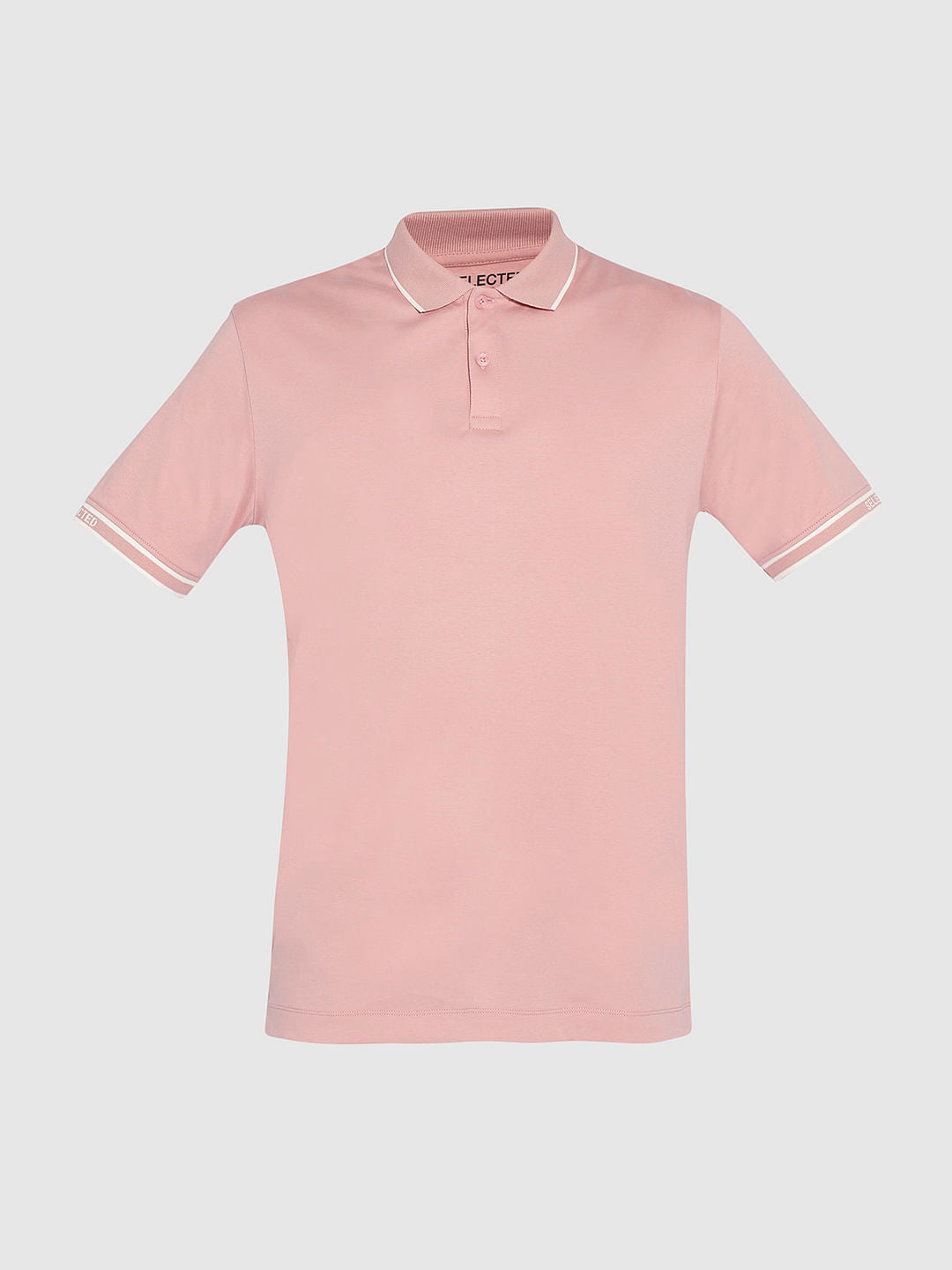 Pink Logo Text Print Cotton Polo