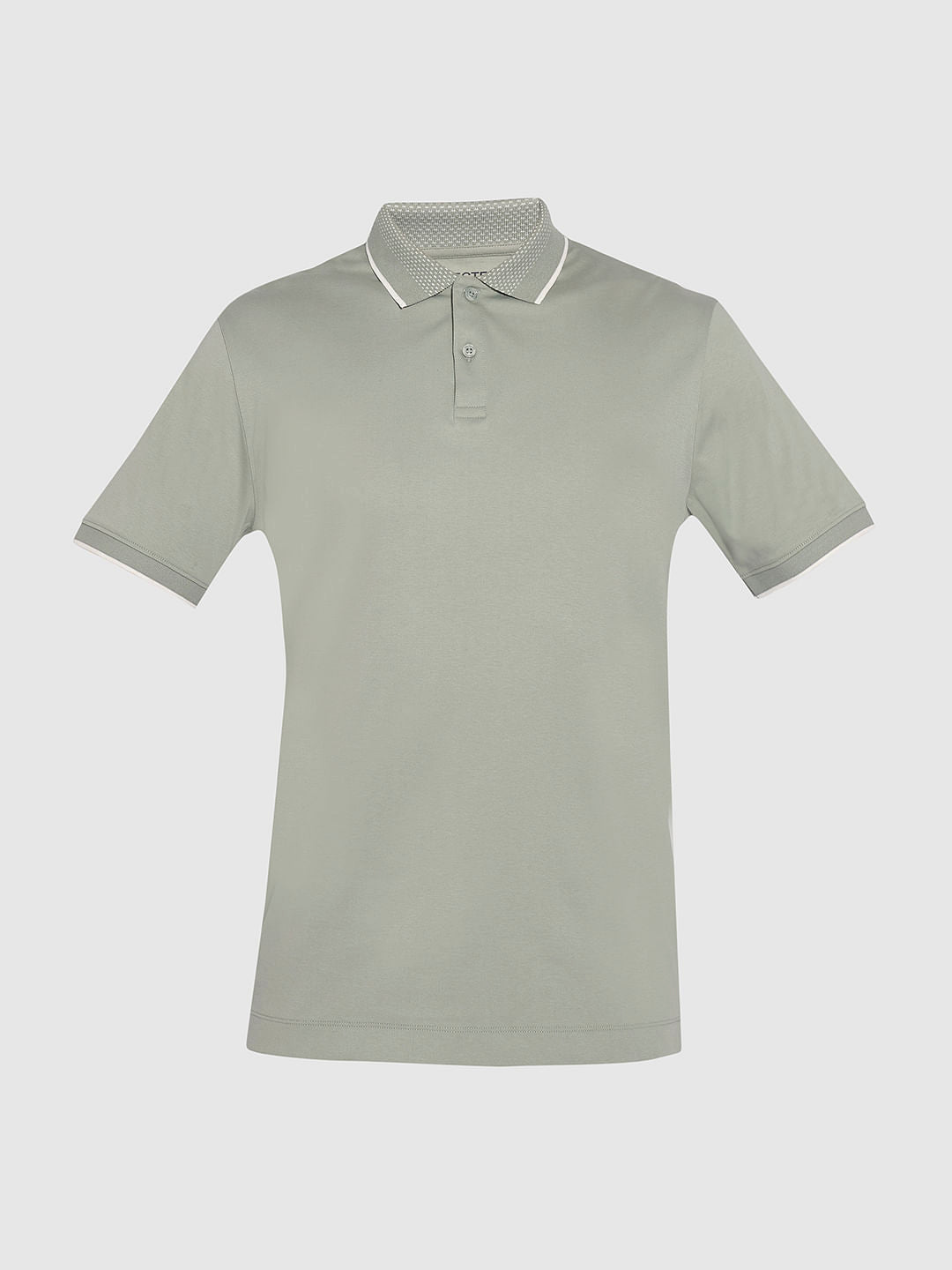 Green Logo Text Print Cotton Polo