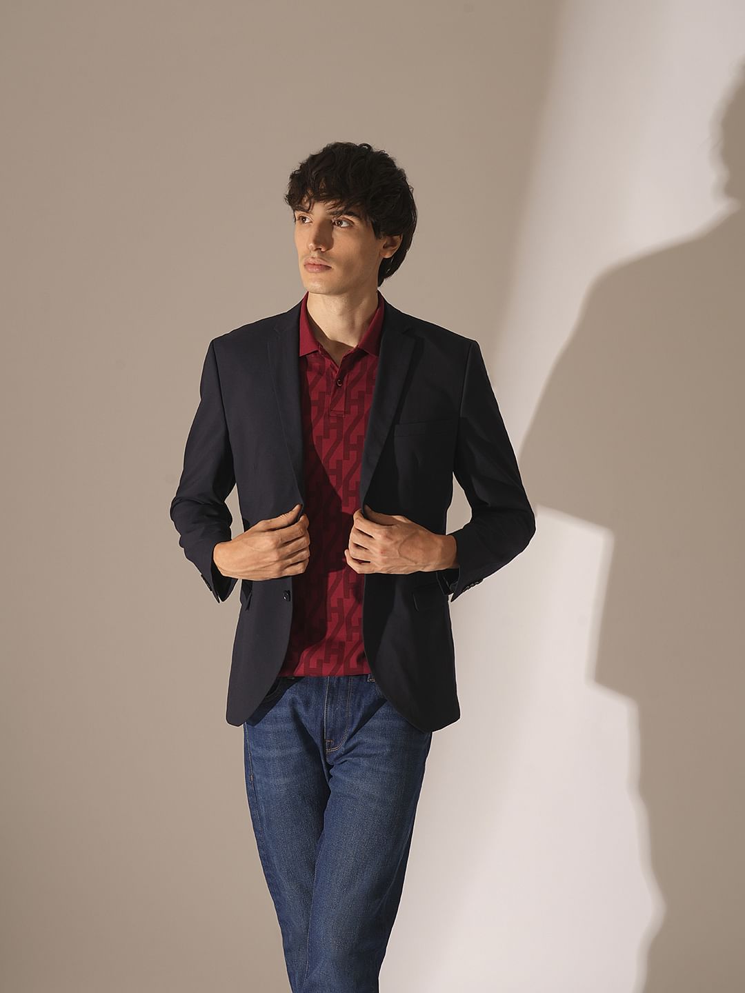 Red Logo Text Print Cotton Polo