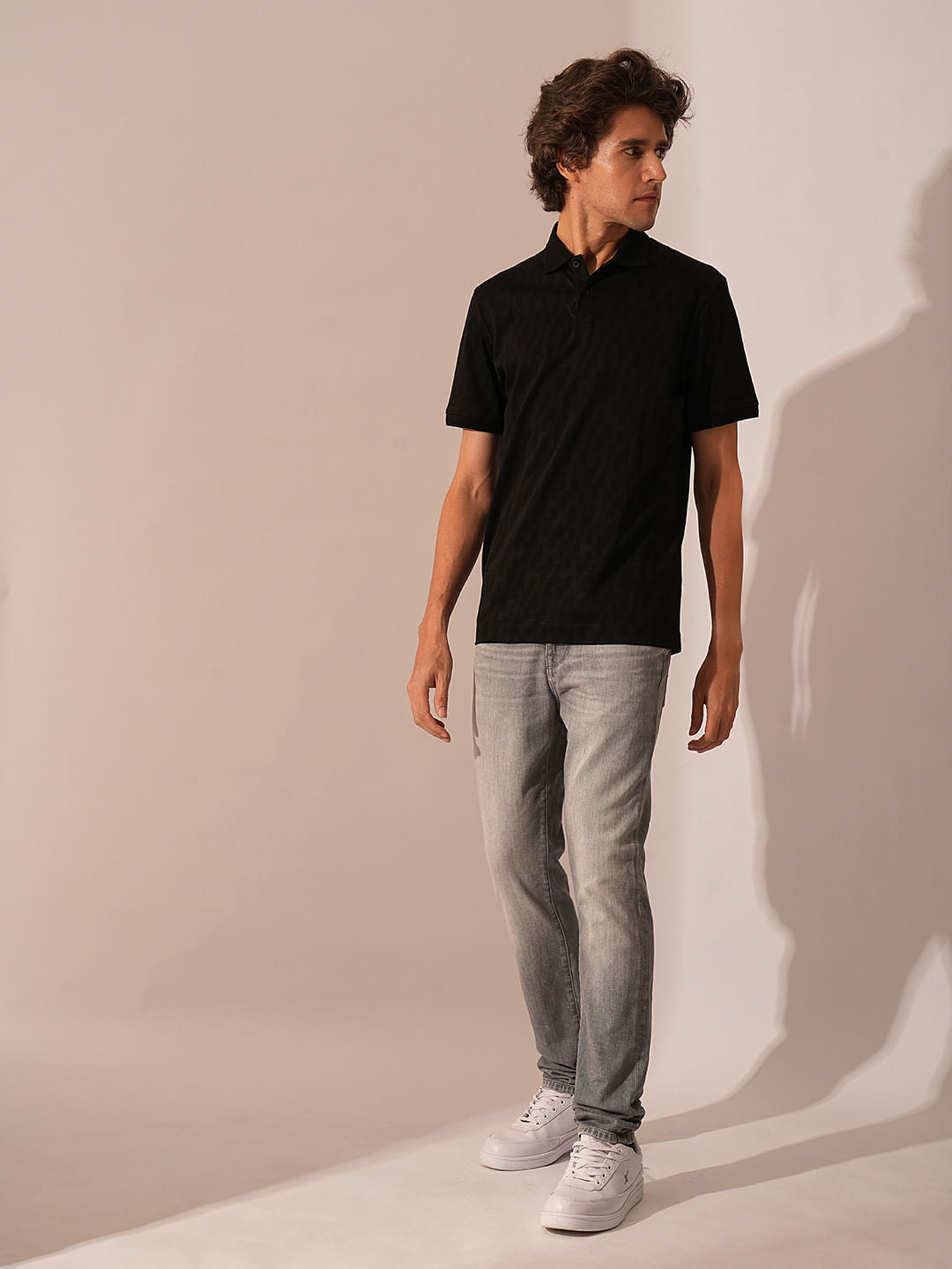 Black Logo Print Polo