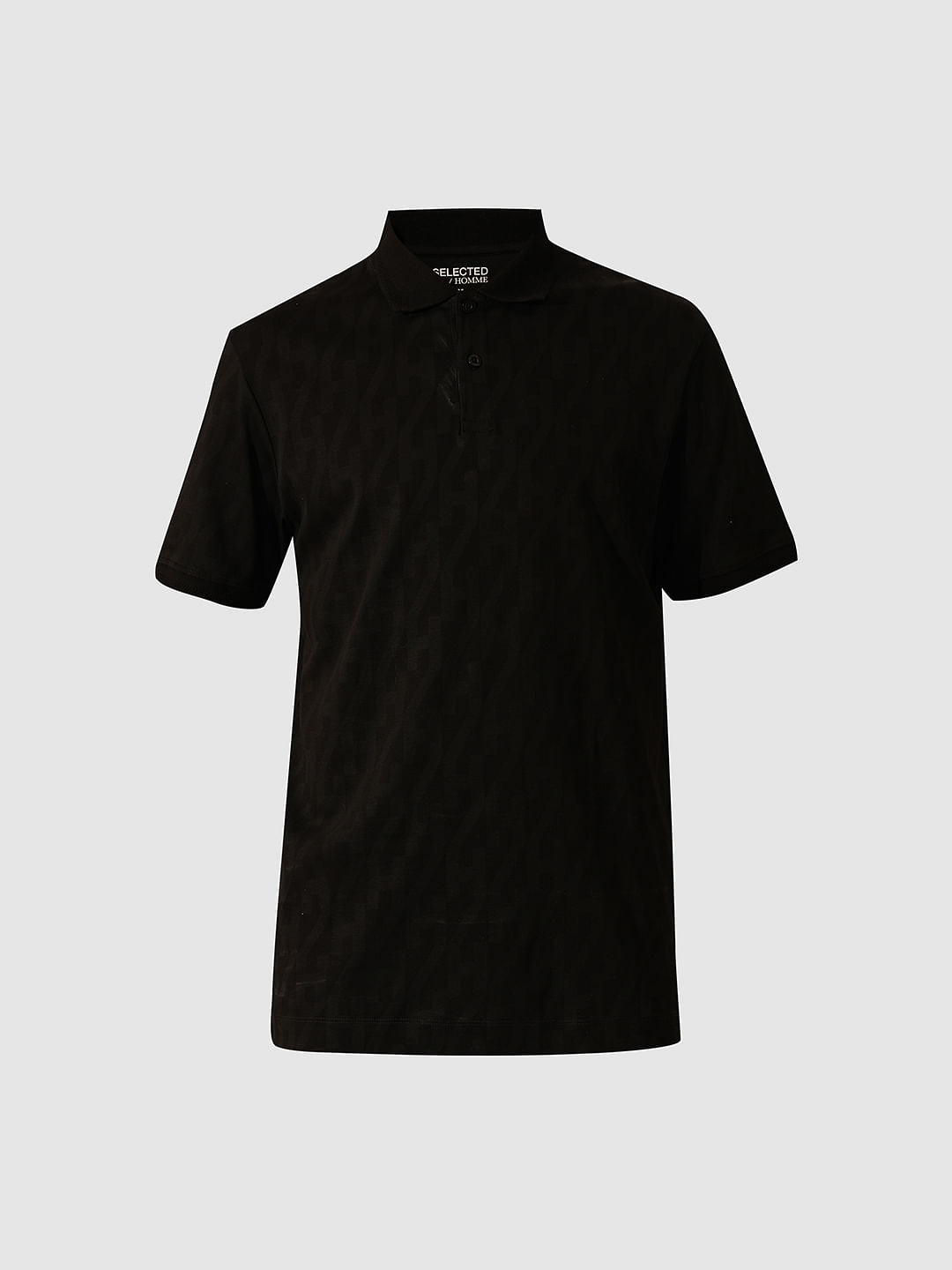 Black Logo Print Polo