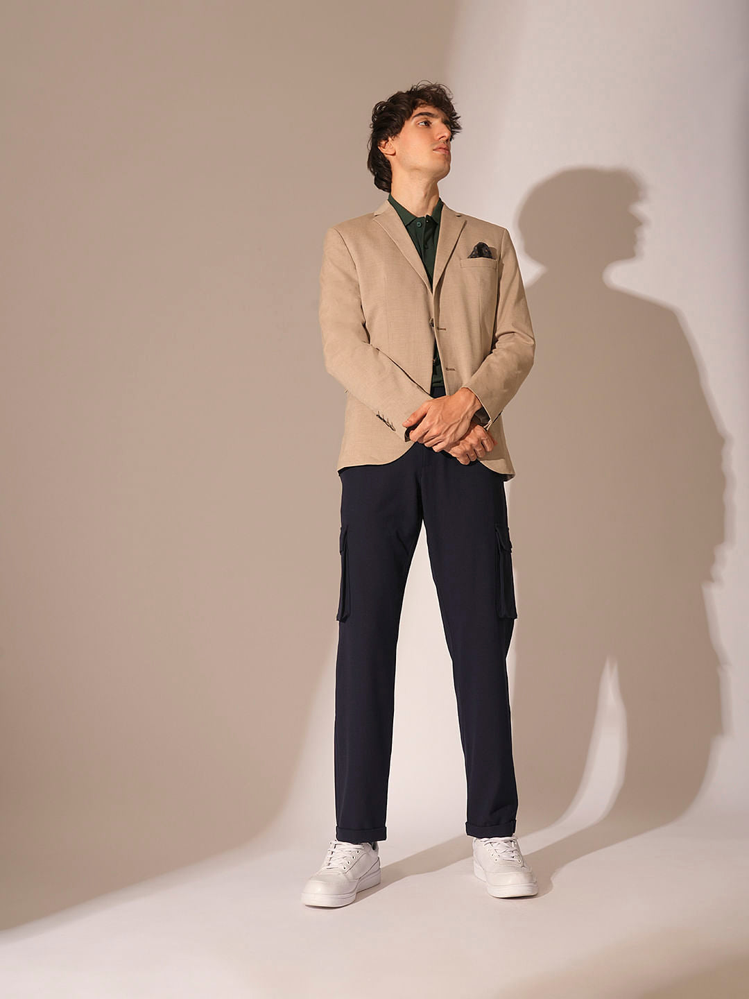 Navy Blue Mid Rise Cargo Pants