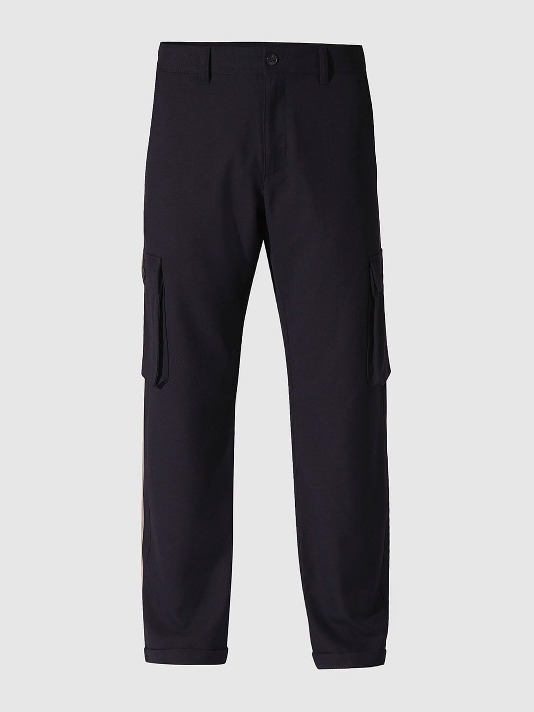 Navy Blue Mid Rise Cargo Pants