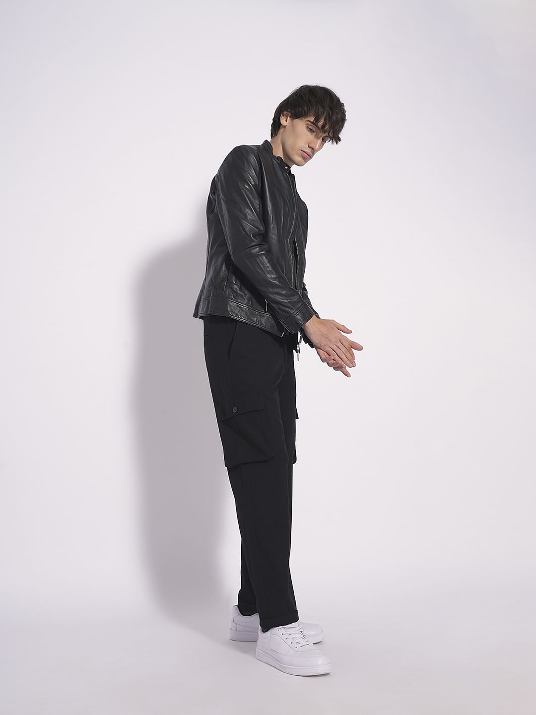 Black Mid Rise Cargo Pants