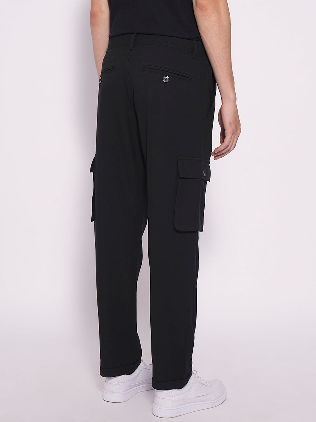 Black Mid Rise Cargo Pants